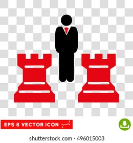 Vector Chess Strategy EPS vector icon. Illustration style is flat iconic bicolor intensive red and black symbol on a transparent background.