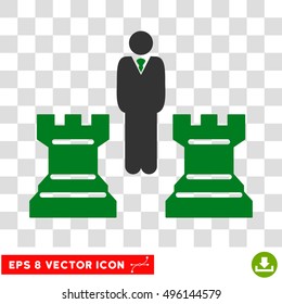 Vector Chess Strategy EPS vector pictogram. Illustration style is flat iconic bicolor green and gray symbol on a transparent background.
