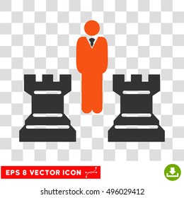 Vector Chess Strategy EPS vector pictograph. Illustration style is flat iconic bicolor gray and orange symbol on a transparent background.