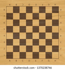 Vector chess wooden field with numbers and letters