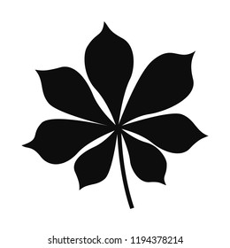 Vector Chestnut Leaf. Silhouette Isolated On White Background.