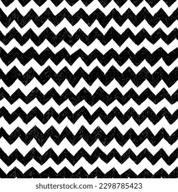 Vector chevron pattern. Seamless zig zag background created digitally with a tablet. Seamless hand drawn chevron print. Irregular composition. Black and white illustration