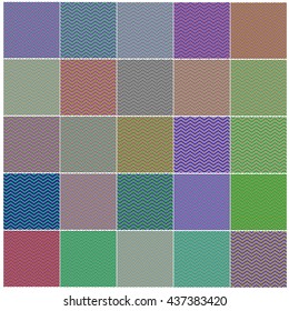 Vector Chevron Patterns in Red, Blue, Pink, Yellow, Green. Set of Vintage Retro Backgrounds