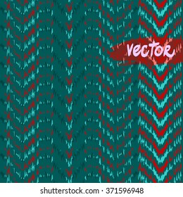 Vector chevron seamless pattern green blue color. Hand drawn vector illustration traditional style pattern