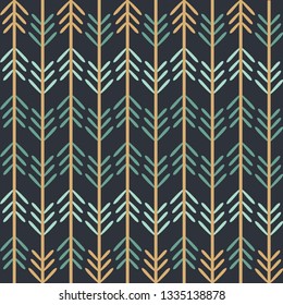 Vector Chevron Woodland Fun Seamless Pattern Background.