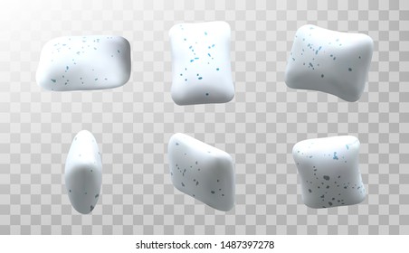 Vector chewing gum set isolated on transparent background. Realistic vector illustration