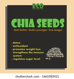 Vector chia seeds with description for any purposes 