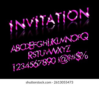 Vector chic banner Super Fast. Elegant Pink and Gold Font. Creative Alphabet Letters and Numbers
