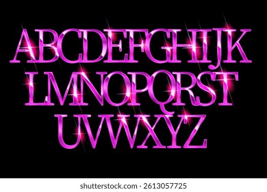 Vector chic banner Super Fast. Elegant Pink and Gold Font. Creative Alphabet Letters and Numbers