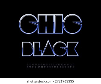 Vector Chic Negro Alfabeto para el logotipo de negocios y diseños de moda. Impresionante fuente brillante. Conjunto de letras y números de estilo Abstractas.