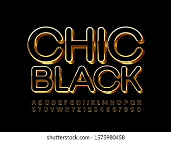 Vector Chic Black Alphabet Letters and Numbers. Bright stylish Font.