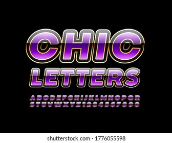 Letras y números de alfabeto brillante vectorial Chic. Lujo Glossy Font