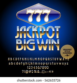 Vector chic casino sign Jackpot big win. Set of letters, numbers and symbols. Contains graphic style.