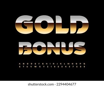 Bono de oro de Emblem con vectores chic. Moderna Fuente Dorada. Juego exclusivo de letras y números artísticos