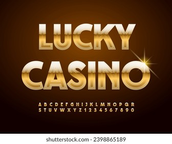 Vector chic emblem Lucky Casino. Rich Gold Font. Luxury Alphabet Letters, Numbers and Symbols. 