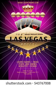 Vector chic flyer template for party event in casino 