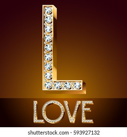 Fuente vectorial chic brillante. Letra oro L