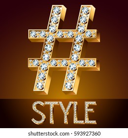 Vector chic font luxury brilliant. Gold symbol