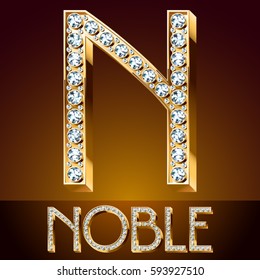 Vector chic font luxury brilliant. Gold letter N