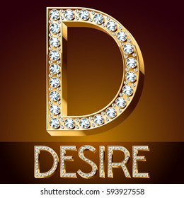 Vektorillustration schicke Schriftart Luxus brillant. Goldbrief D