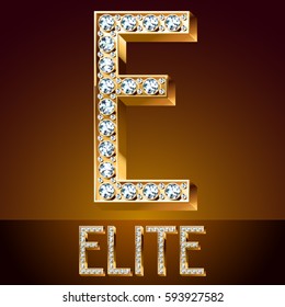 Vector chic font luxury brilliant. Gold letter E