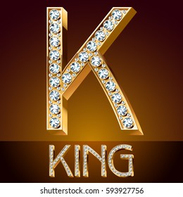 Vector chic font luxury brilliant. Gold letter K