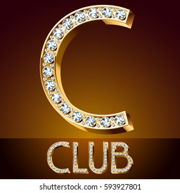 Vektorillustration schicke Schriftart Luxus brillant. Goldbrief C