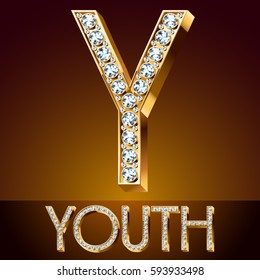 Fuente vectorial chic brillante. Letra de oro Y