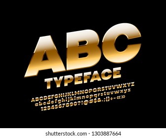 Vector chic Golden Font. Rich style Alphabet Letters, Numbers and Symbols.