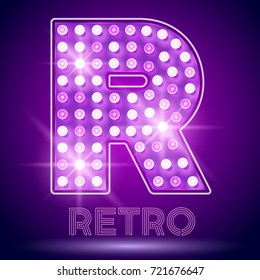 Vector chic light up Alphabet set. Luxury Graphic Font. Letter R