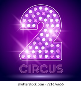 Vector chic light up Alphabet set. Luxury Graphic Font. Number 2