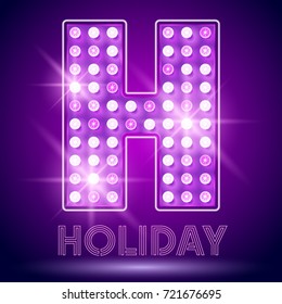 Vector chic light up Alphabet set. Luxury Graphic Font. Letter H