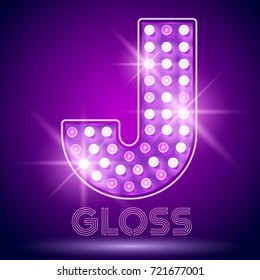 Vector chic light up Alphabet set. Luxury Graphic Font. Letter J