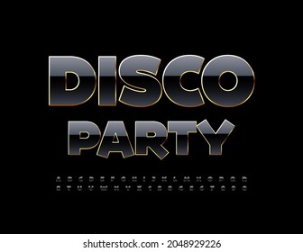 Vector chic Logo Disco Party. Luxury stylish Black Font. Artistic Alphabet Letters and Numbers. 