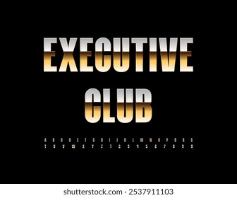 Vetor chique logotipo Executive Club. Fonte dourada de luxo. Letras e números alfabéticos elegantes definidos.