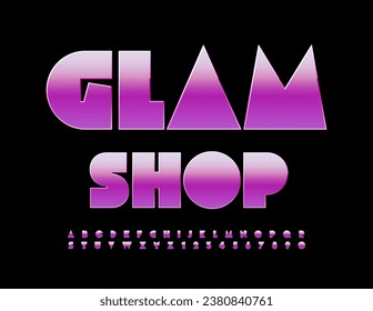 Vector chic logo Glam Shop. Pink stylish Font. Big luxury Alphabet Letters and Numbers set