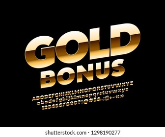 Vector chic Logo Gold Bonus. Luxury Alphabet Letters, Numbers and Symbols. Rich royal Font.