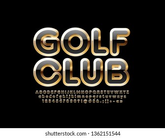 Vector chic logo Golf Club with elite Black and Golden Font. Elegant Alphabet Letters, Numbers and Symbols