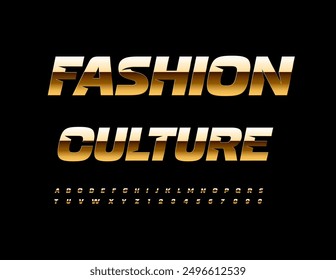 Vector chic sign Fashion Culture. Trendy Gold Font. Exclusive Luxury Alphabet Letters and Numbers set.