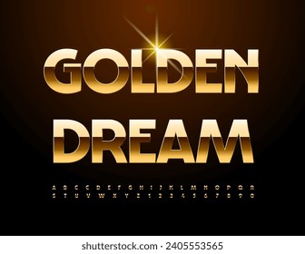 Vektorschick-Zeichen Golden Dream. Moderne Elegante Schriftart. Luxus Alphabet Buchstaben und Zahlen.