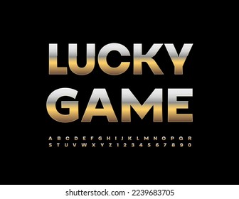 Vector chic sign Lucky Game. Luxury Golden Font. Luxury Alphabet Letters and Numbers.