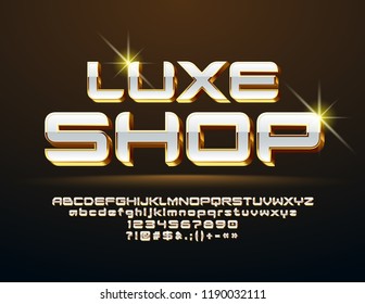 Vektorillustration Chic Sign Luxe Shop. Glossy 3D-Schriftart.