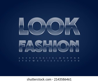 Plantilla vectorial chic Look Moda con fuente de cristal. Elegante juego de letras y números de alfabeto de vidrio
