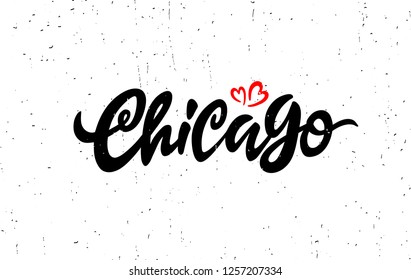 Vector "Chicago" hand lettering.Illinois. Vector hand castom calligraphy for your designs: logo, for posters, invitations, cards, etc. Typography vector. - Vector