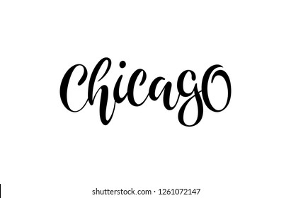 Vector "Chicago" hand lettering.Illinois. Vector hand castom calligraphy for your designs: logo, for posters, invitations, cards, etc. Typography vector. - Vector