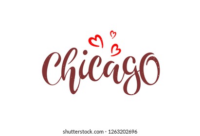 Vector "Chicago" hand lettering.Illinois. Vector hand castom calligraphy for your designs: logo, for posters, invitations, cards, etc. Typography vector. - Vector