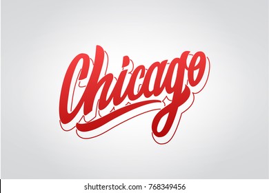 Vector "Chicago" hand lettering.Illinois. Vector hand castom calligraphy for  your designs: logo, for posters, invitations, cards, etc. Typography vector.