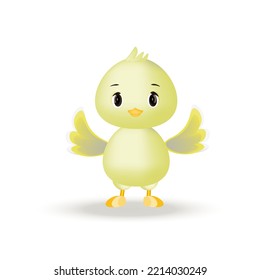 Vector Chick. Cute Chicken, 3d Cartoon Character.  Kawaii Bird. Suitable For Baby Products, Children's Books, Goods.