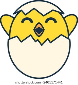 vector of a chick hatching from an egg