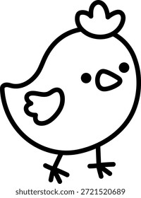 Vector chick line icon. Farm bird clipart isolated on white background. Spring or Easter baby chick black and white illustration. Cute domestic animal coloring page
